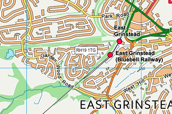RH19 1TG map - OS VectorMap District (Ordnance Survey) RH19 1TG map - OS VectorMap District (Ordnance Survey)