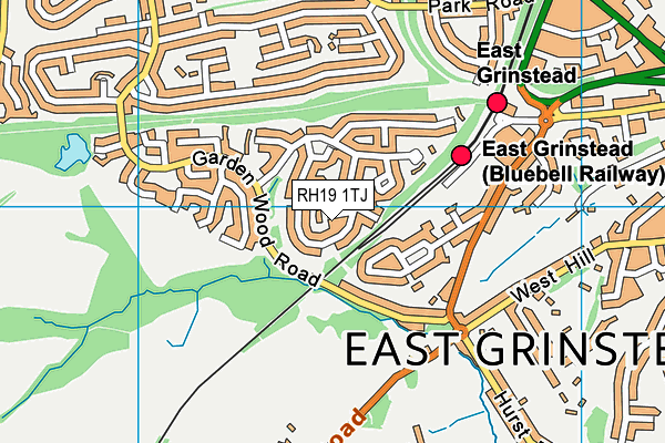 RH19 1TJ map - OS VectorMap District (Ordnance Survey) RH19 1TJ map - OS VectorMap District (Ordnance Survey)