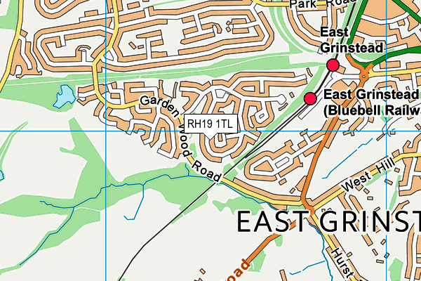 RH19 1TL map - OS VectorMap District (Ordnance Survey) RH19 1TL map - OS VectorMap District (Ordnance Survey)