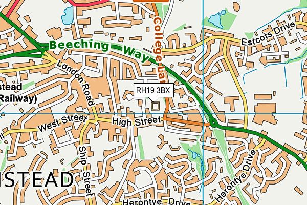 RH19 3BX map - OS VectorMap District (Ordnance Survey) RH19 3BX map - OS VectorMap District (Ordnance Survey)