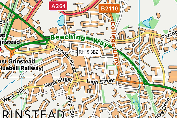 RH19 3BZ map - OS VectorMap District (Ordnance Survey) RH19 3BZ map - OS VectorMap District (Ordnance Survey)