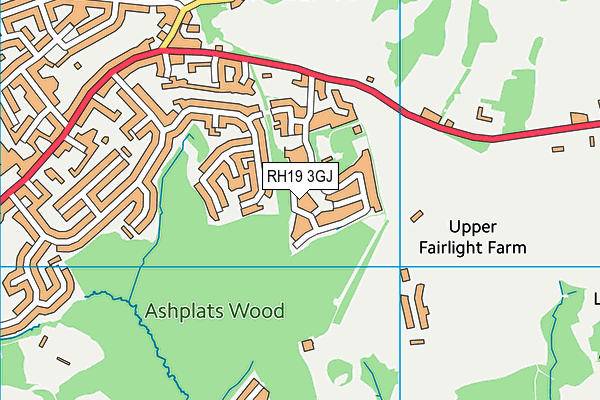 RH19 3GJ map - OS VectorMap District (Ordnance Survey) RH19 3GJ map - OS VectorMap District (Ordnance Survey)