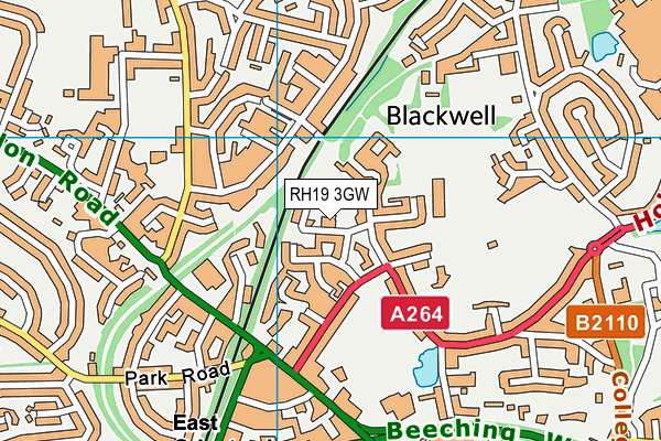 RH19 3GW map - OS VectorMap District (Ordnance Survey)