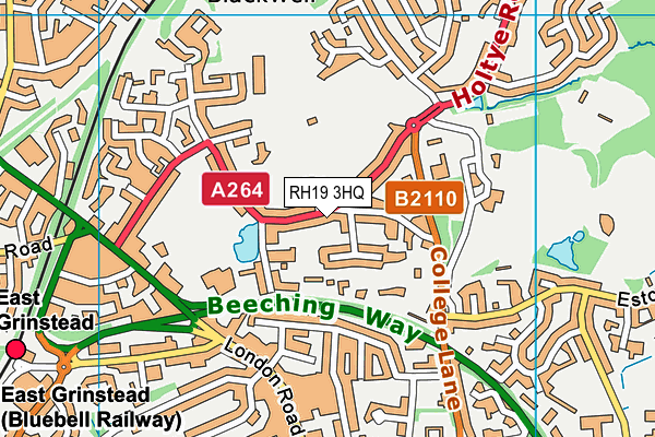 RH19 3HQ map - OS VectorMap District (Ordnance Survey)