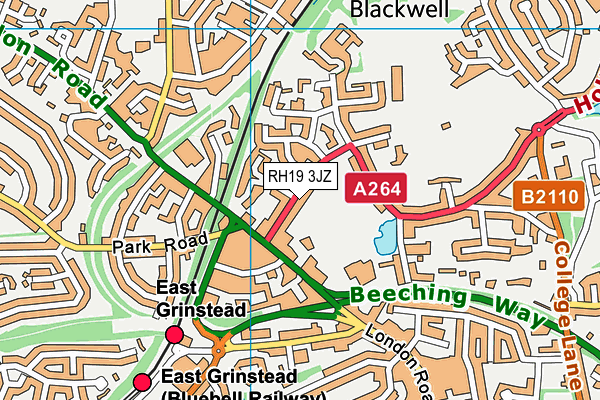 RH19 3JZ map - OS VectorMap District (Ordnance Survey)