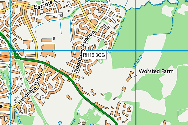 RH19 3QG map - OS VectorMap District (Ordnance Survey) RH19 3QG map - OS VectorMap District (Ordnance Survey)