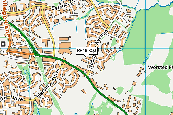 RH19 3QJ map - OS VectorMap District (Ordnance Survey) RH19 3QJ map - OS VectorMap District (Ordnance Survey)