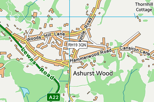 RH19 3QN map - OS VectorMap District (Ordnance Survey) RH19 3QN map - OS VectorMap District (Ordnance Survey)
