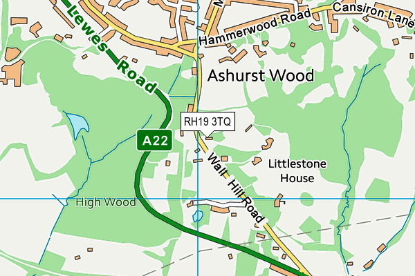 RH19 3TQ map - OS VectorMap District (Ordnance Survey)