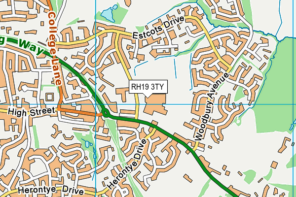 RH19 3TY map - OS VectorMap District (Ordnance Survey) RH19 3TY map - OS VectorMap District (Ordnance Survey)