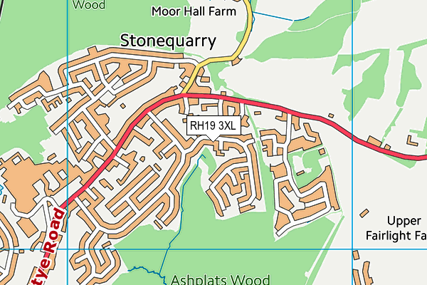 RH19 3XL map - OS VectorMap District (Ordnance Survey) RH19 3XL map - OS VectorMap District (Ordnance Survey)