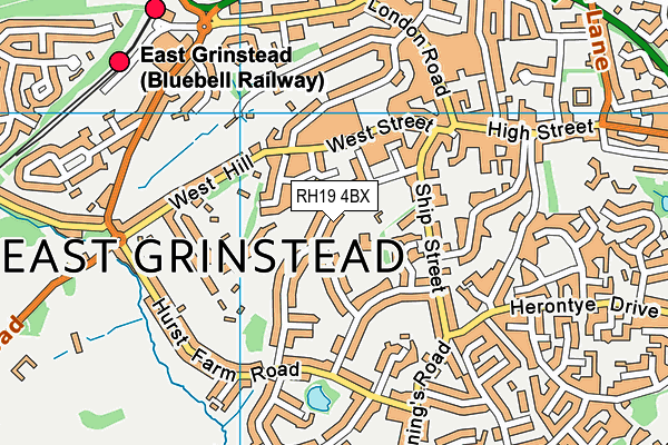 RH19 4BX map - OS VectorMap District (Ordnance Survey) RH19 4BX map - OS VectorMap District (Ordnance Survey)