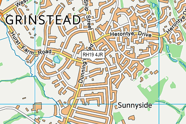 RH19 4JR map - OS VectorMap District (Ordnance Survey) RH19 4JR map - OS VectorMap District (Ordnance Survey)