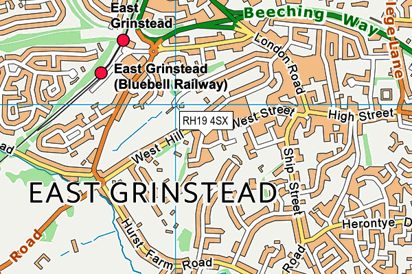 RH19 4SX map - OS VectorMap District (Ordnance Survey) RH19 4SX map - OS VectorMap District (Ordnance Survey)