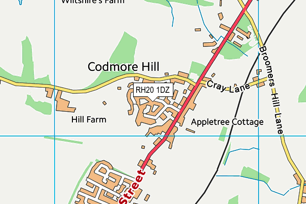 RH20 1DZ map - OS VectorMap District (Ordnance Survey) RH20 1DZ map - OS VectorMap District (Ordnance Survey)