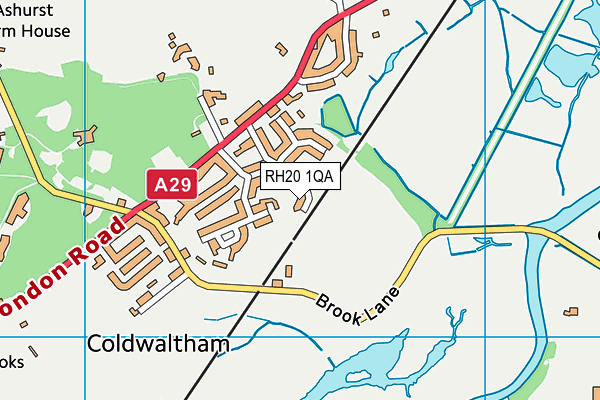 RH20 1QA map - OS VectorMap District (Ordnance Survey)