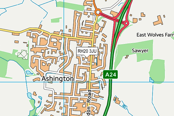 RH20 3JU map - OS VectorMap District (Ordnance Survey) RH20 3JU map - OS VectorMap District (Ordnance Survey)
