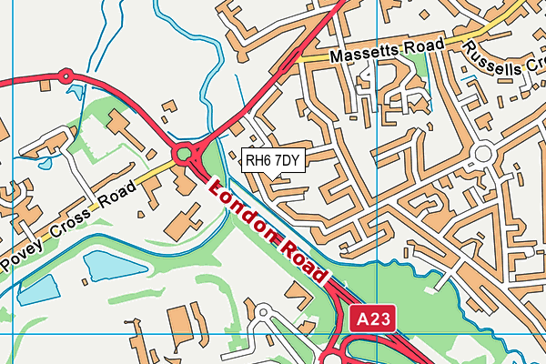 RH6 7DY map - OS VectorMap District (Ordnance Survey)