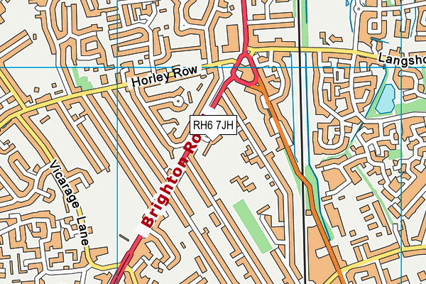 RH6 7JH map - OS VectorMap District (Ordnance Survey) RH6 7JH map - OS VectorMap District (Ordnance Survey)