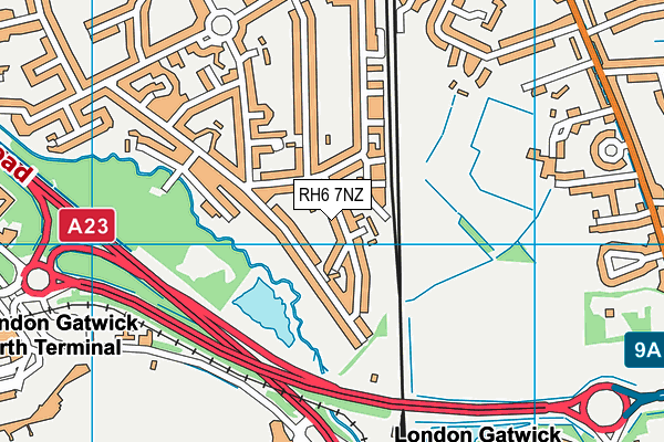 RH6 7NZ map - OS VectorMap District (Ordnance Survey)