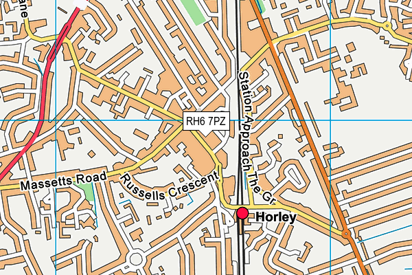 RH6 7PZ map - OS VectorMap District (Ordnance Survey)