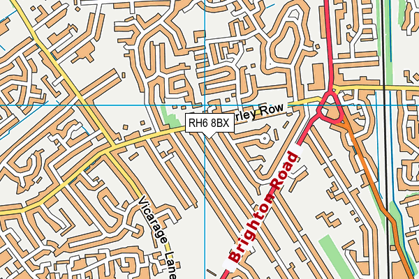 RH6 8BX map - OS VectorMap District (Ordnance Survey) RH6 8BX map - OS VectorMap District (Ordnance Survey)