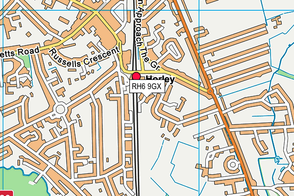 RH6 9GX map - OS VectorMap District (Ordnance Survey) RH6 9GX map - OS VectorMap District (Ordnance Survey)