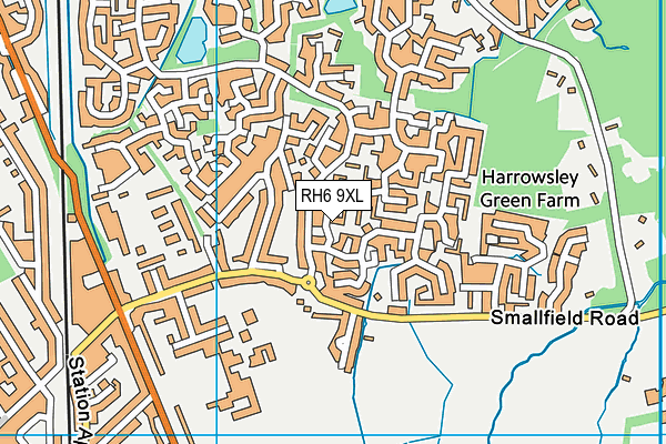 RH6 9XL map - OS VectorMap District (Ordnance Survey) RH6 9XL map - OS VectorMap District (Ordnance Survey)