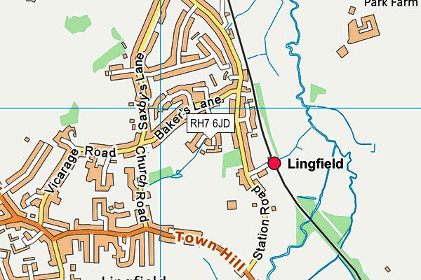 RH7 6JD map - OS VectorMap District (Ordnance Survey)