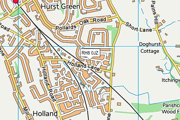 RH8 0JZ map - OS VectorMap District (Ordnance Survey) RH8 0JZ map - OS VectorMap District (Ordnance Survey)