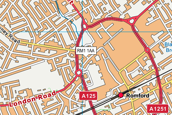 RM1 1AA map - OS VectorMap District (Ordnance Survey) RM1 1AA map - OS VectorMap District (Ordnance Survey)