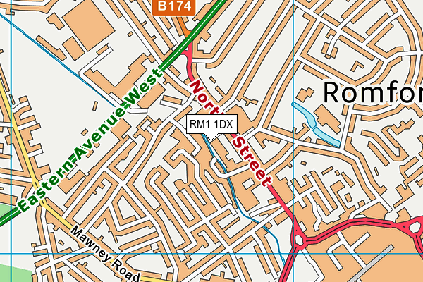 RM1 1DX map - OS VectorMap District (Ordnance Survey) RM1 1DX map - OS VectorMap District (Ordnance Survey)