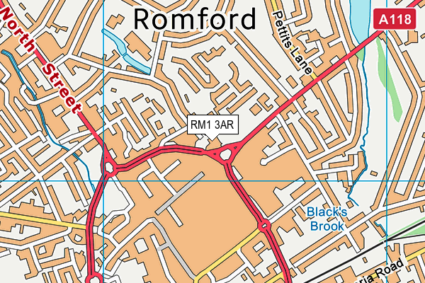 RM1 3AR map - OS VectorMap District (Ordnance Survey) RM1 3AR map - OS VectorMap District (Ordnance Survey)