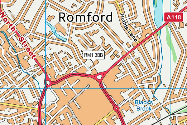 RM1 3BB map - OS VectorMap District (Ordnance Survey) RM1 3BB map - OS VectorMap District (Ordnance Survey)