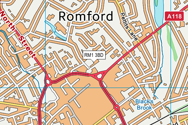 RM1 3BD map - OS VectorMap District (Ordnance Survey) RM1 3BD map - OS VectorMap District (Ordnance Survey)