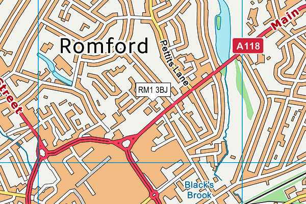RM1 3BJ map - OS VectorMap District (Ordnance Survey) RM1 3BJ map - OS VectorMap District (Ordnance Survey)