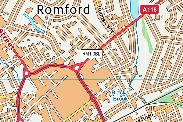 RM1 3BL map - OS VectorMap District (Ordnance Survey) RM1 3BL map - OS VectorMap District (Ordnance Survey)