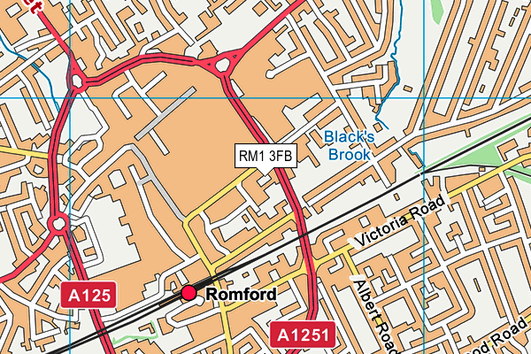 RM1 3FB map - OS VectorMap District (Ordnance Survey) RM1 3FB map - OS VectorMap District (Ordnance Survey)