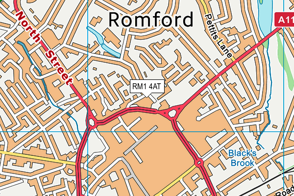 RM1 4AT map - OS VectorMap District (Ordnance Survey) RM1 4AT map - OS VectorMap District (Ordnance Survey)