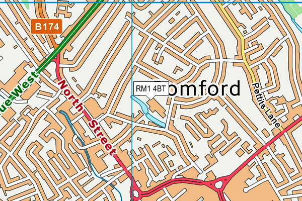 RM1 4BT map - OS VectorMap District (Ordnance Survey) RM1 4BT map - OS VectorMap District (Ordnance Survey)