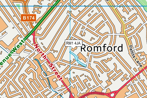 RM1 4JA map - OS VectorMap District (Ordnance Survey) RM1 4JA map - OS VectorMap District (Ordnance Survey)