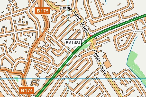 RM1 4SJ map - OS VectorMap District (Ordnance Survey) RM1 4SJ map - OS VectorMap District (Ordnance Survey)