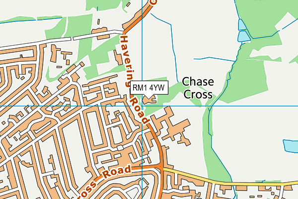RM1 4YW map - OS VectorMap District (Ordnance Survey) RM1 4YW map - OS VectorMap District (Ordnance Survey)