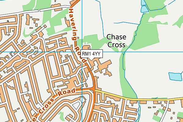 RM1 4YY map - OS VectorMap District (Ordnance Survey) RM1 4YY map - OS VectorMap District (Ordnance Survey)