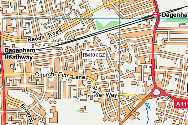 RM10 8GZ map - OS VectorMap District (Ordnance Survey) RM10 8GZ map - OS VectorMap District (Ordnance Survey)