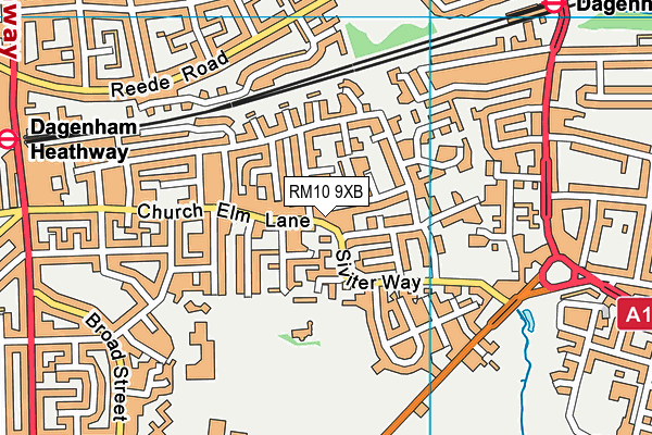 RM10 9XB map - OS VectorMap District (Ordnance Survey)