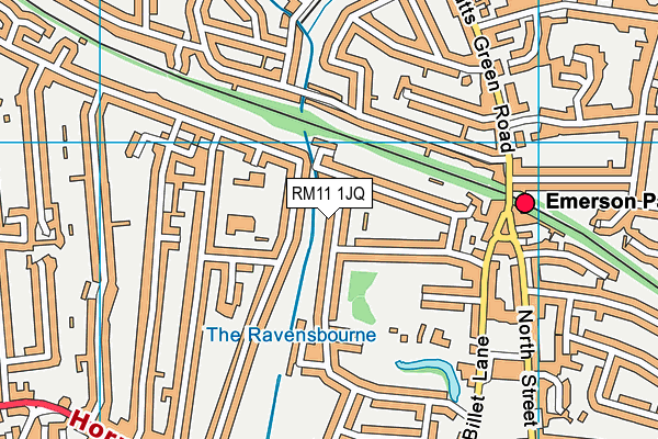 RM11 1JQ map - OS VectorMap District (Ordnance Survey) RM11 1JQ map - OS VectorMap District (Ordnance Survey)