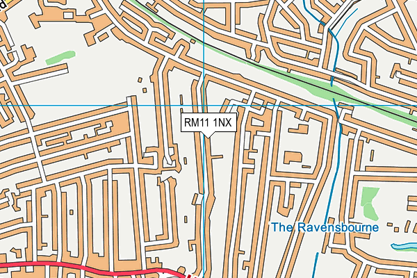 RM11 1NX map - OS VectorMap District (Ordnance Survey) RM11 1NX map - OS VectorMap District (Ordnance Survey)