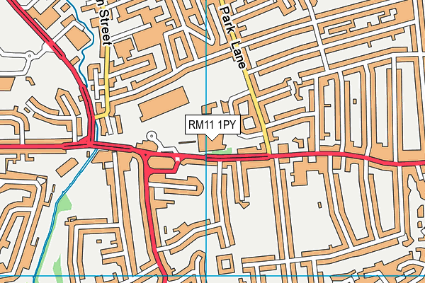 RM11 1PY map - OS VectorMap District (Ordnance Survey) RM11 1PY map - OS VectorMap District (Ordnance Survey)