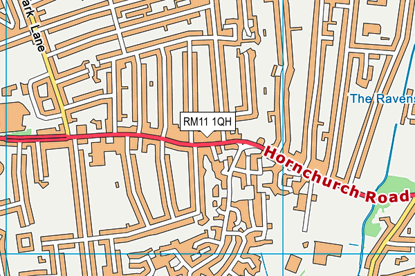 RM11 1QH map - OS VectorMap District (Ordnance Survey) RM11 1QH map - OS VectorMap District (Ordnance Survey)